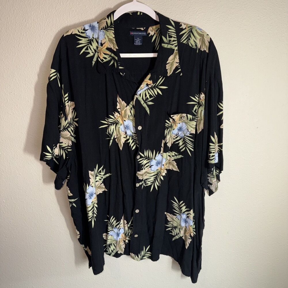 Knightsbridge Men’s Hawaiian Shirt Black Floral